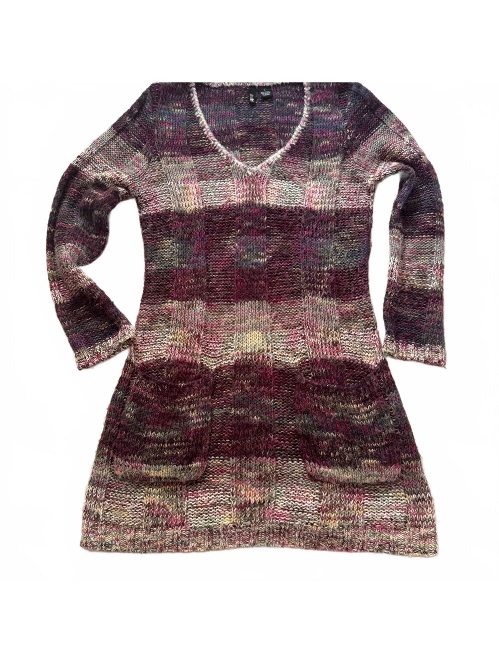 Whimsigoth Space Dye Space-Dye Sweater Dress Juniors L Purple Grunge Tunic Knit